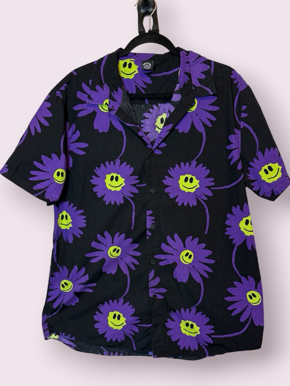 Neff Streetwear Premium Cotton Original Cool Smiley Flower Print Button-Up Shirt
